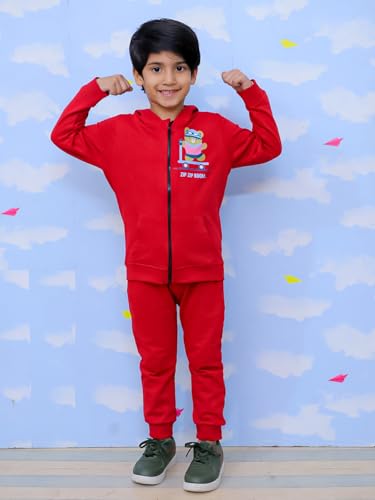 Image of The Mom Store Kids Sweatshirt With Joggers Set| Cotton With French Terry | Cute Prints | Warm | For Boys & Girls | Trendy Winter Sets For Kids | Hoodie And Sweatpant Set