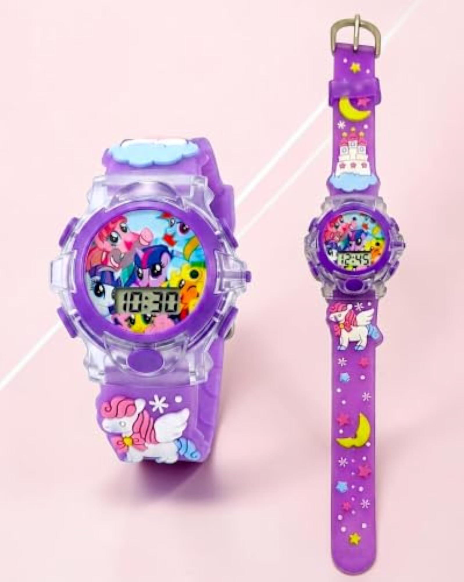 Kids Cartoon Pony Theme LED Digital Wrist Watch