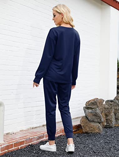 Bofell Lounge Sets for Women 2 Piece Sweatsuits Sets for Women Fall Two Piece Outfits Travel Airport Outfits 2024 Winter Clothes Color Block Tracksuits XS - Thumbnail 4
