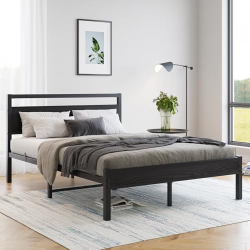 HOJINLINERO Bett 120 x 200 Bettgestell Doppelbett mit Lattenrost Schwarz – Ansicht 4