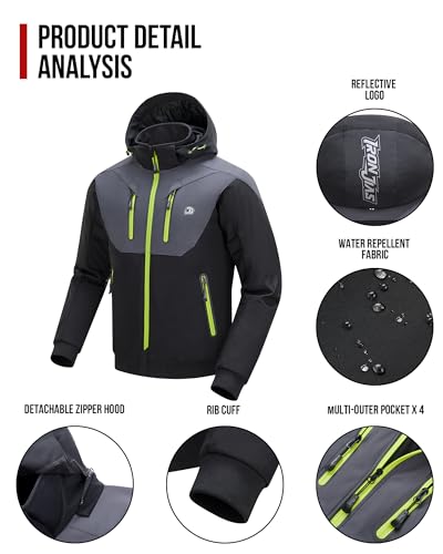 BORLENI Motorradjacke Herren mit CE-Protektoren Herausnehmbares Innenfutter Wasserabweisend Winddicht für alle Jahreszeiten M