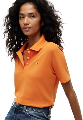 Tommy Hilfiger Damen 1985 Reg Pique Polo Ss Ww0Ww43224 S/S Polo, Orange (Orange Thunder), M 3
