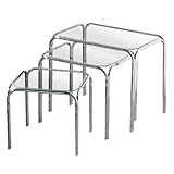 Conjunto de 3 tablas anidadas Premier Housewares - Juego de 3 mesas auxiliares, encimera de Cristal y Patas cromadas, 46 x 30 x 39 cm