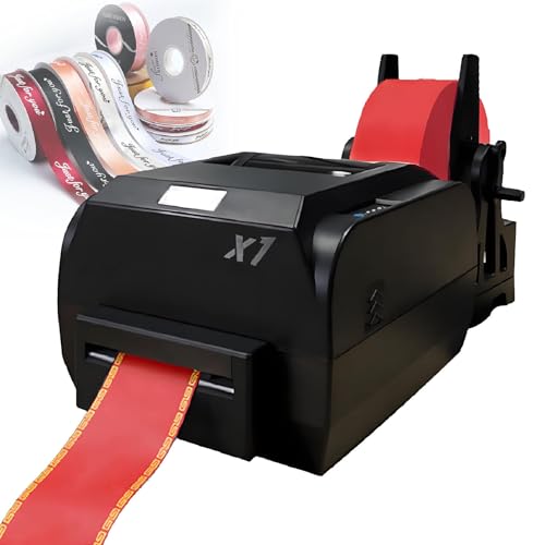 VsyPtyc Impresora Digital de Etiquetas de Cinta de satén, 150 mm/s, con Soporte para Cinta, Compatible con más de 50 Idiomas, Ideal para Envolver Regalos y Bodas singlerow