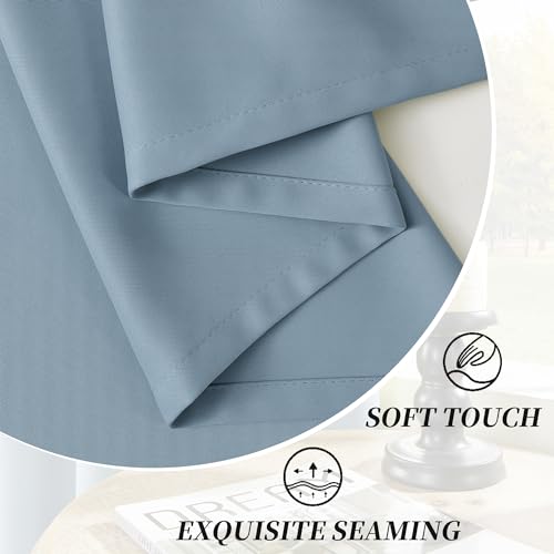 Image of HUTO Blackout Curatins Window Drapes for Bedroom Living Room - Antique Copper Grommet Room Darkening Thermal Insulated Privacy Protect Draperies Curtains, Set of 2, Dusty Blue, 52W x 72L