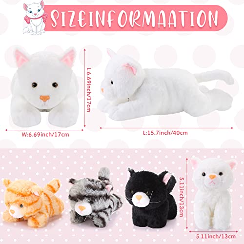 Skylety 5 Stück Plüsch Katzen Set Enthält Groß Katze Stofftier Weich Kuscheltier mit 4 Flauschig Plüschtier Kätzchen im Bauch Mama Katze zum Kuschel Schlaf Geburtstag Geschenk (Weiß)