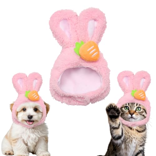 LANGFON Sombrero de conejo para gato y mascota, lindo sombrero de conejo rosa con temática de Pascua para Pascua, cosplay, disfraz de gatito, cachorro, fiesta, accesorios de vestir, sombrero de conejo
