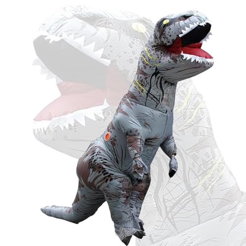 Eayaele Aufblasbare T-rex Kostüme Aufblasbare Dinosaurier Kostüm Erwachsene Tyrannosaurus Rex Anzug Karneval Party Dino Kostüm Männer Frauen (Grau)