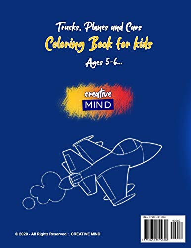 Trucks, Planes and Cars Coloring Book for kids ages 5 - 6: Activity Book for Kids with 50 Highest Qu