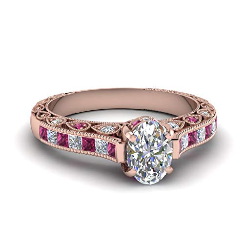 Bague de fiançailles millegrain ovale à porter au quotidien
