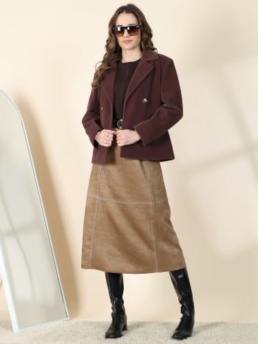 Image of PLAGG Women's Notched Lapel Short Overcoat