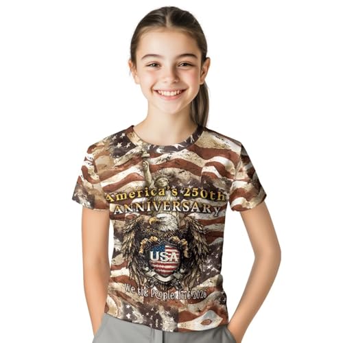 Image of WELLFLYHOM Kids Tshirts Girls Boys Short Sleeve Crewneck Tees Shirts Casual Sport Pullover Tops Size 3-16 Years
