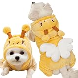 Animal-Shaped Cute Pet Costumes Flannel Dog Clothes for Autumn and Winter Four-Legged Outfits with Leash Hole Ring (C,S)