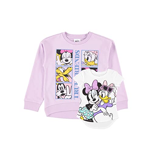 Image of Disney Girls Sweatshirt & T-Shirt Set - Minnie Mouse & Lion King Clothing Set- Sizes 4-16