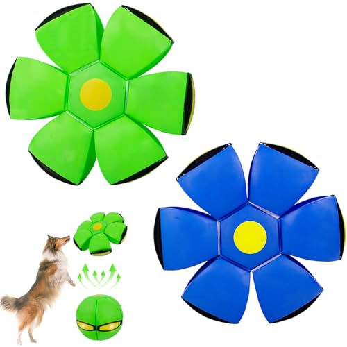 Doggy Disc Ball for Dogs, Magic Ball Toy, Magics Meta Bouncing Balls, Dual Form Freely Switchable, with 3 Light, Pop up Ball, Flying Saucer Ball, Parent-Child Interactive for Indoor & Outdoor Use