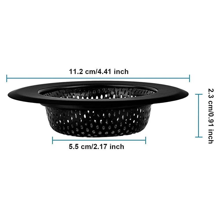 Image of Stainless Steel Kitchen Sink Strainer (Black Round Shape Sink Strainer)