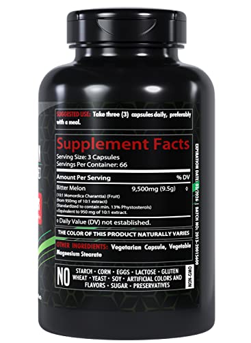 Healthfare Organic Bitter Melon Extract 9500mg | 200 Capsules | Ultra Concentrated | Digestive Health Support | Extra Strength