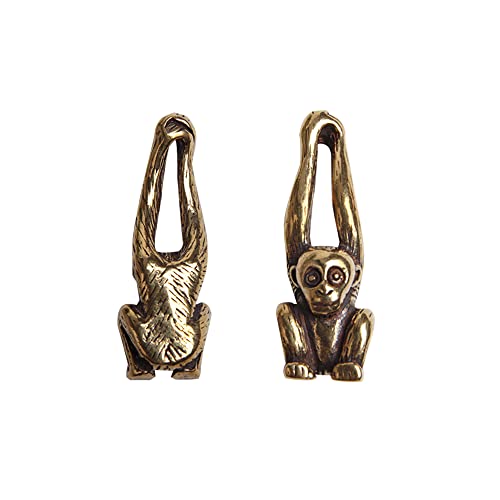 Acxico 2Pcs Chinese Antique Bronze Small Handle Lucky Gibbon Monkey