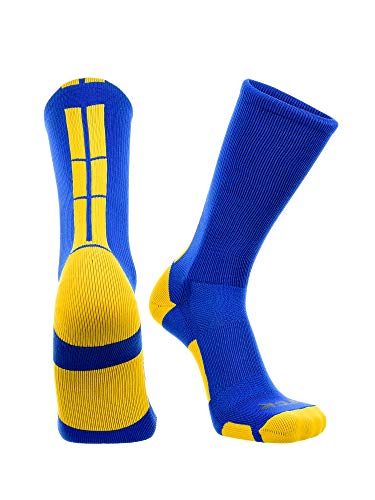 TCK Baseline 3.0 Athletic Crew Socks (Royal/Gold, Large)