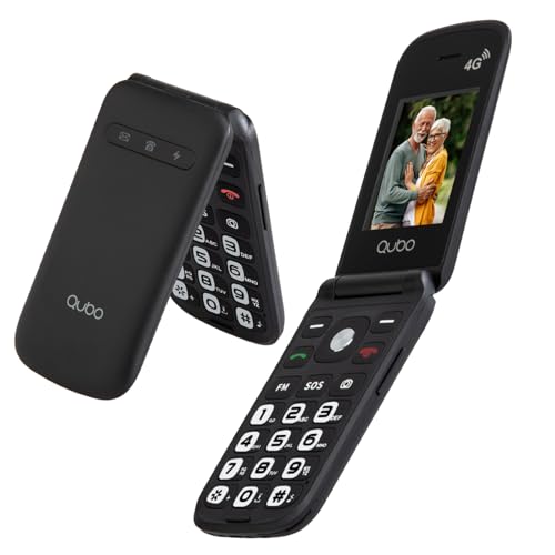 Qubo 4G Seniorenhandy Klapphandy Ohne Vertrag Handy große Mobiltelefon für Senioren Display 2,4 Zoll, SOS-Funktion, Unterstützung Dual-SIM,Schnellanruf, FM-Radio