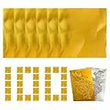 Generisch Hojas de aluminio para manualidades, 100 hojas de oro extra gruesas, 70 micrones, brillo metálico creativo, papel para pintar, tallar, repujar, colgantes, álbumes de recortes, tarjetas, arte