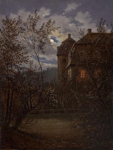 Lienzo de cuadro Schloss Milkel en Moonlight para cubrir paredes vacías con arte de Carus