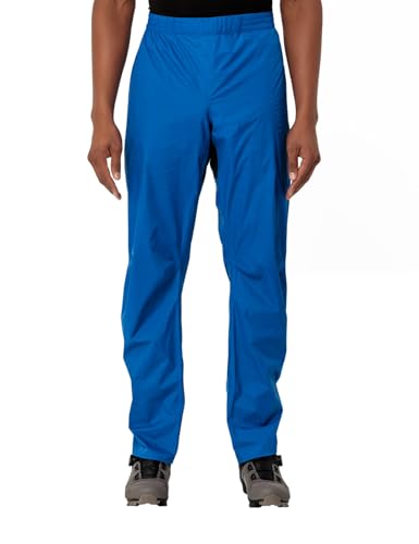 VAUDE Regenhose Herren Drop Pants lI, wasserdichte Outdoorhose für Fahrrad, leichte Überhose, atmungsaktive Fahrradhose, schnell überziehbar - Signal Blue Uni, XL