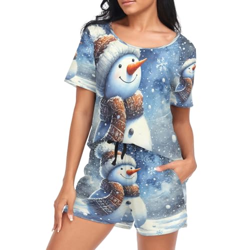 Pyjama d'hiver bonhomme de neige femme pour vos soirées cocooning S