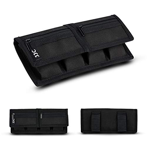 Camera Battery Pouch Holder Case For 4 Pcs Sony Np-F550 Np-Fw50 Np-Fz100 Np-Bx1 Canon Lp-E6 Lp-E8 Lp-E10 Lp-E12 Lp-E17 Fuji Np-W126 Nikon En-El14 En-El15 With Zipped Pocket To Store Sd Tf Xqd Cf Cards #TOP1
