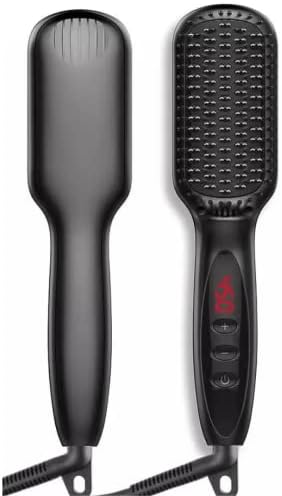 RWeLit Ionic Beard Comb Pro Hair Straightener - 12 Levels Heating Beard Brush for Men - Beard Brush w/Anti-Scald Safe for Skin - 30s Fast Heating - Best Gift for Both Women & Men