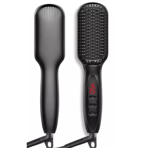 Rwelit Ionic Beard Comb Pro Hair Straightener - 12 Levels Heating Beard Brush For Men - Beard Brush W/Anti-Scald Safe For Skin - 30S Fast Heating - Best Gift For Both Women & Men #TOP15