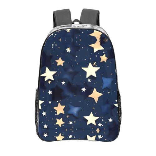 Sac à dos transparent imprimé ciel et étoiles bleu marine avec poches de rangement noir