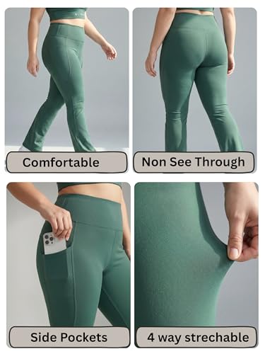 Image of BLINKIN Plus Size Flared Gym Pants for Women - Workout Yoga Pants for Woman - Ultimate Flare Bootcut Track Pants Womens Activewear(M-7XL)