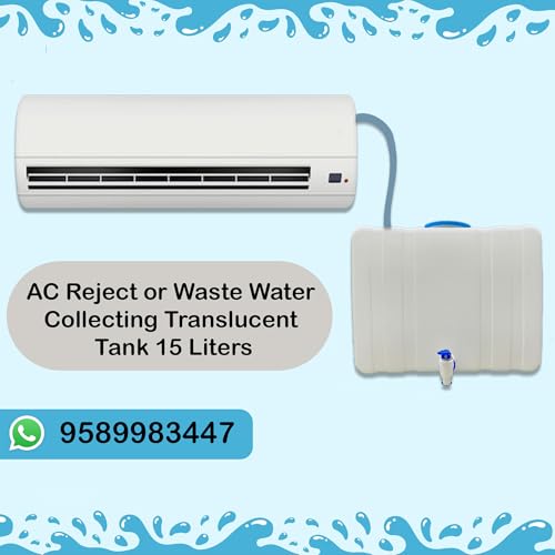 Image of AC Reject and Waste Water Collecting Translucent Tank 15 Liters | Wall mountable and Food Grade HDPE Plastic Tank | Easy to Connect with All Air Conditioners