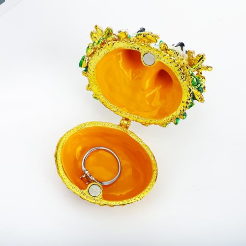 YU FENG Puppy Flower Basket Trinket Boxes Hinged Rhinestones Jeweled Painted Enameled Collectible Dog Animal Figurine Jewelry Holder Box