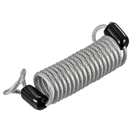 PATIKIL Security Steel Cable 2.5mm x 1m/3.28ft Coated Spring Luggage Lock Wire Rope with Double Loop Transparent
