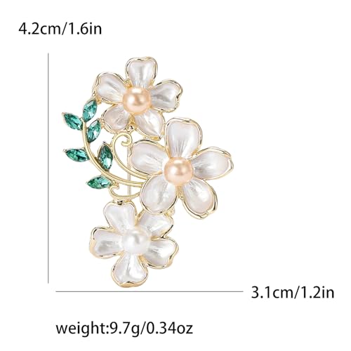 Image of Rhinestone Flower Brooch 18K Gold Plated Flower Floral Brooch Elegant Pearl Lapel Pin Costume Jewelry Thanksgiving Day Birthday Wedding Gifts for Mom Wife