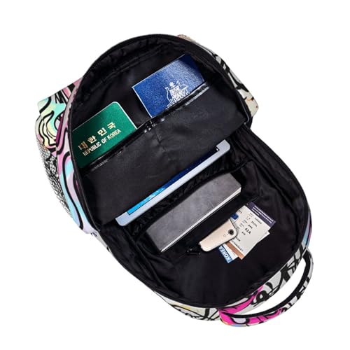 Graffiti Laptop Backpack for Travel Lightweight Bookbag Large Capacity Cute Bag Casual Daypack 5