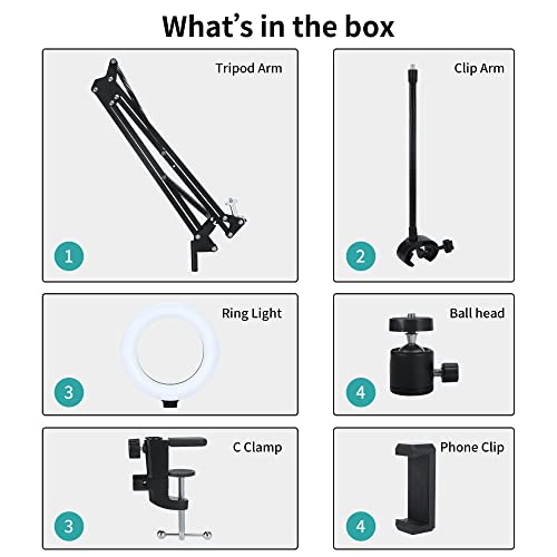 Suporte de telefone para câmera suspensa, suporte de telefone com anel de luz para gravação, tripé d