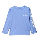 Columbia Youth Boys Toddler PFG Terminal Tackle Long Sleeve Sun Protection Shirt, Vivid Blue Heather/White Logo, 4T