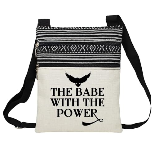 The Babe With The Power Messenger Bag Small Ethnic Pattern Printed Adjustable Strap Crossbody Zipper Bag Phone Bag Wallet Cute Shoulder Handbag for Women