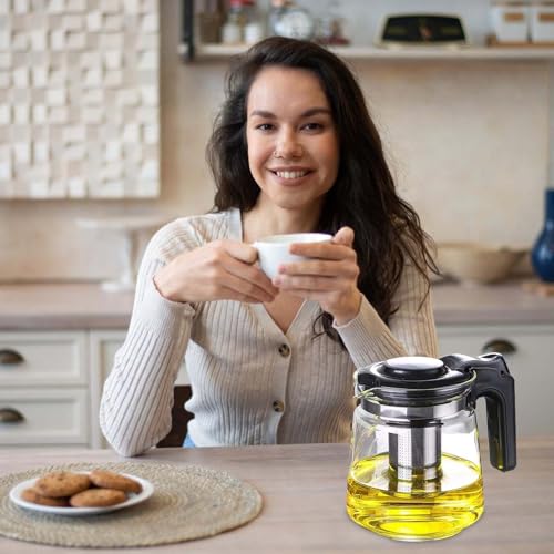 1.6L Teekanne Glas, Teekanne mit Siebeinsatz, Hitzebeständig Glaskanne,Teekanne für jeden Tag,Tee-Ei für lose Blätter Teekanne, Tea Maker,Glasteekanne Ideal zur Zubereitung von Losen Tees (13.5*15cm)