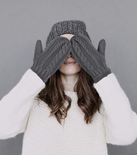 Happion 3 Pairs Winter Mitten Gloves For Women, Warm Knit Thick Gloves With Thick Fleece Lining Gift #TOP1