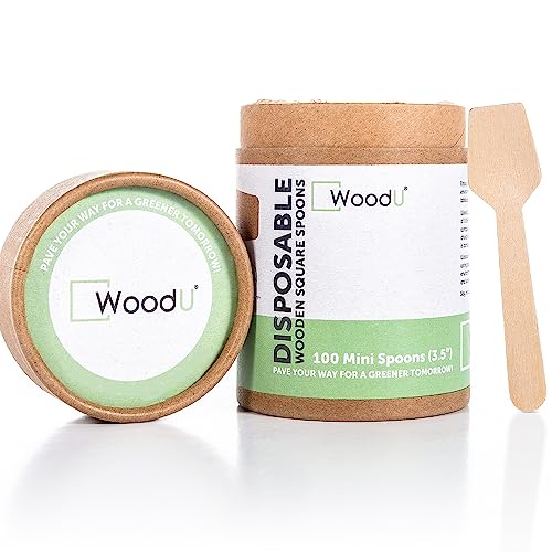 Wooden Miniature Spoons 3.5”- Disposable Square End (Pack Of 100) Perfect For Crafts, Sugar Scrubs, Tasting And Sampling- Ice Cream Spoon Disposables. #TOP11