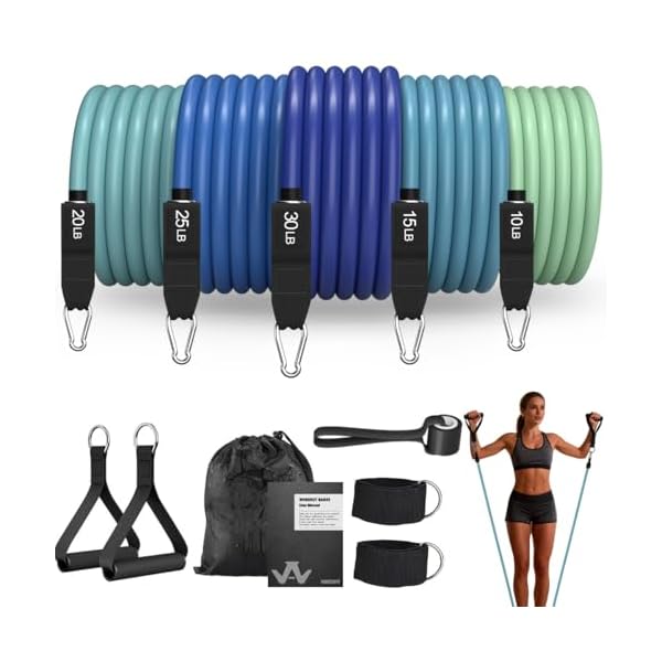 WHATAFIT Resistance Bands, 5 Level Exercise Bands with Handles for Workout