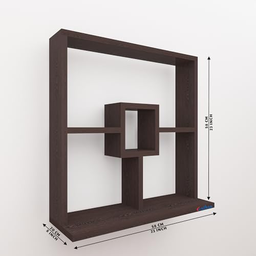 Image of Anikaa Shelly LED Light Wall Mounted Hanging Puja Temple Shelf Stylish Wood God Stand for Pooja Room Mandir Stand for Temple (Wenge) D.I.Y