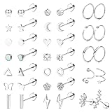 FASACCO Cartilage Earrings Silver 18G Flat Back Stud Earrings Surgical Steel Helix Tragus Piercing Jewelry