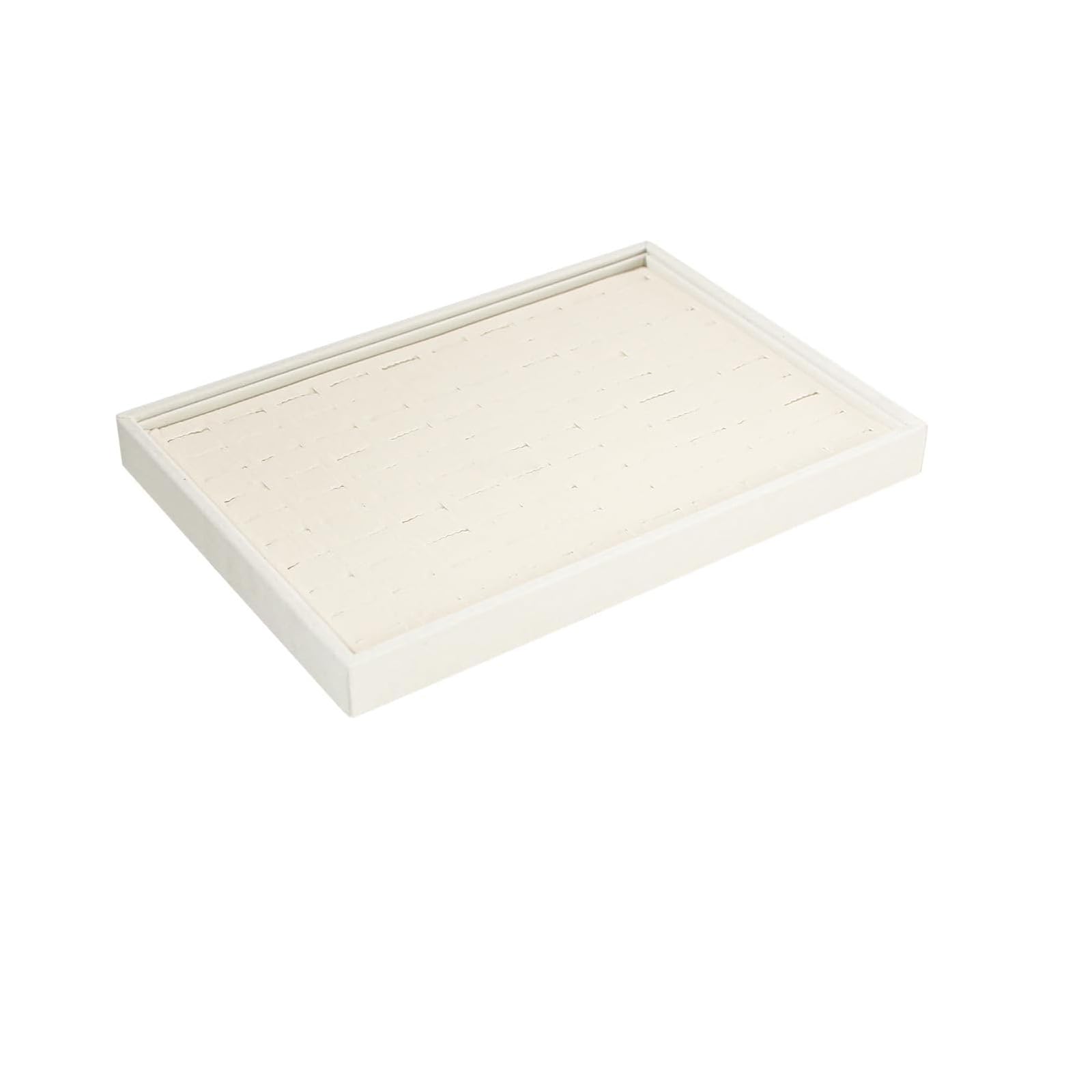 Justsoso 2pcs/Set Stackable Beige Velvet Ring Jewelry Tray, Large Storage Case for Rings Display, Jewellery Organizer Box for Home Drawer or Shop Store Selling Show