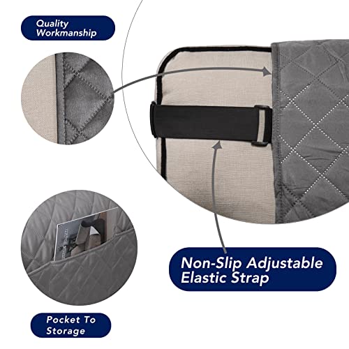 Image of PureFit Reversible Quilted Sofa Cover, Spill, and Water Resistant Slipcover Furniture Protector, Washable Couch Cover with Non-Slip Foam and Adjustable Strap for Kids, Pets (Sofa, Gray /Light Gray)