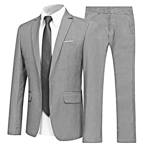 Choomomo Mens 2 Piece Suit Tuxedo Slim Fit Solid Blazer Jacket and Pants Set for Business Wedding Party